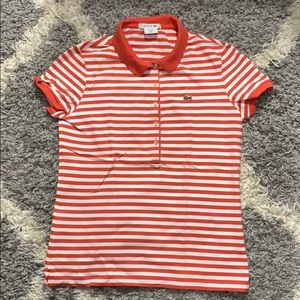 Lacoste Womens Polo Sz S/40 Preowned Pink/Orange